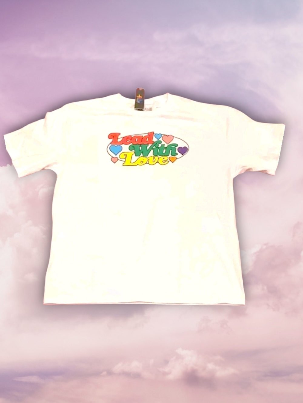 The Phluid Project White 'Lead With Love' retro Graphic Tee XL Non Binary New